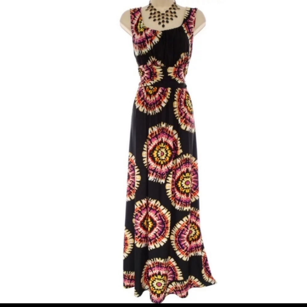 ▪️GORGEOUS SUNBURST TIE DYE PRINT MAXI DRESS▪︎Lrg - Picture 1 of 3